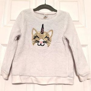 Plush cat unicorn sweater